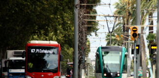 Llum verd a les obres d’unió dels tramvies