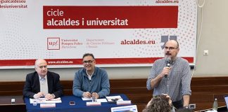 Maurici Jiménez, alcalde de Castell d’Aro, Platja d’Aro i S’Agaró, convidat al cicle “Alcaldes i Universitat 2026”, amb alcaldes.eu i la Universitat Pompeu Fabra