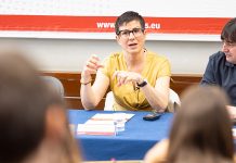 Filo Cañete, alcaldessa de Sant Adrià del Besòs, convidada al cicle “Alcaldes i Universitat 2026”, amb alcaldes.eu i la Universitat Pompeu Fabra